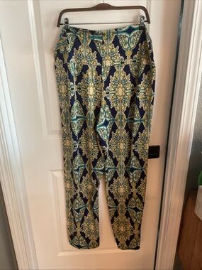 White Mark - Patterned Navy and Teal Tapered Pants - Ladies Size 3XL